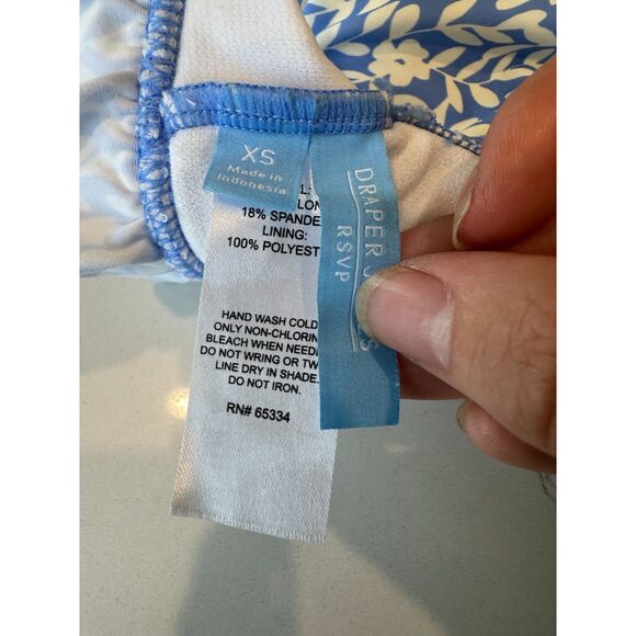 NWT Draper James Summer Picnic Ruffle Bikini Top and Bottom Blue Floral Size XS - Picture 7 of 11